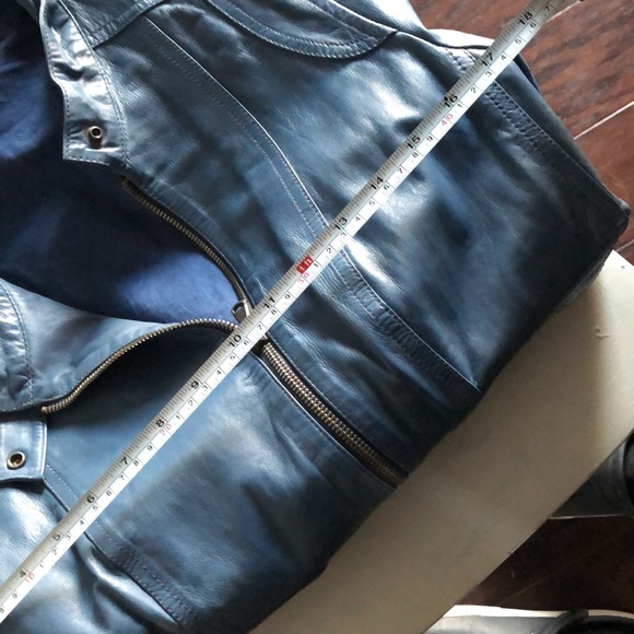 Navy Blue, DKNY leather jacket, XL, NWT - Picture 3 of 6